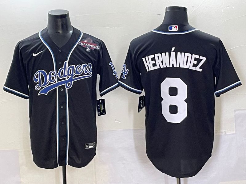 Men 2025 Los Angeles Dodgers #8 Hernandez Black Three generations Fashion Nike MLB Jersey style 7047->los angeles dodgers->MLB Jersey